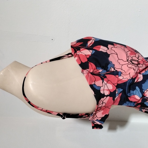 Kona Sol Floral 1 Piece Bathing Suit w/Tie Back and Adjustable Straps Size L - Picture 6 of 16